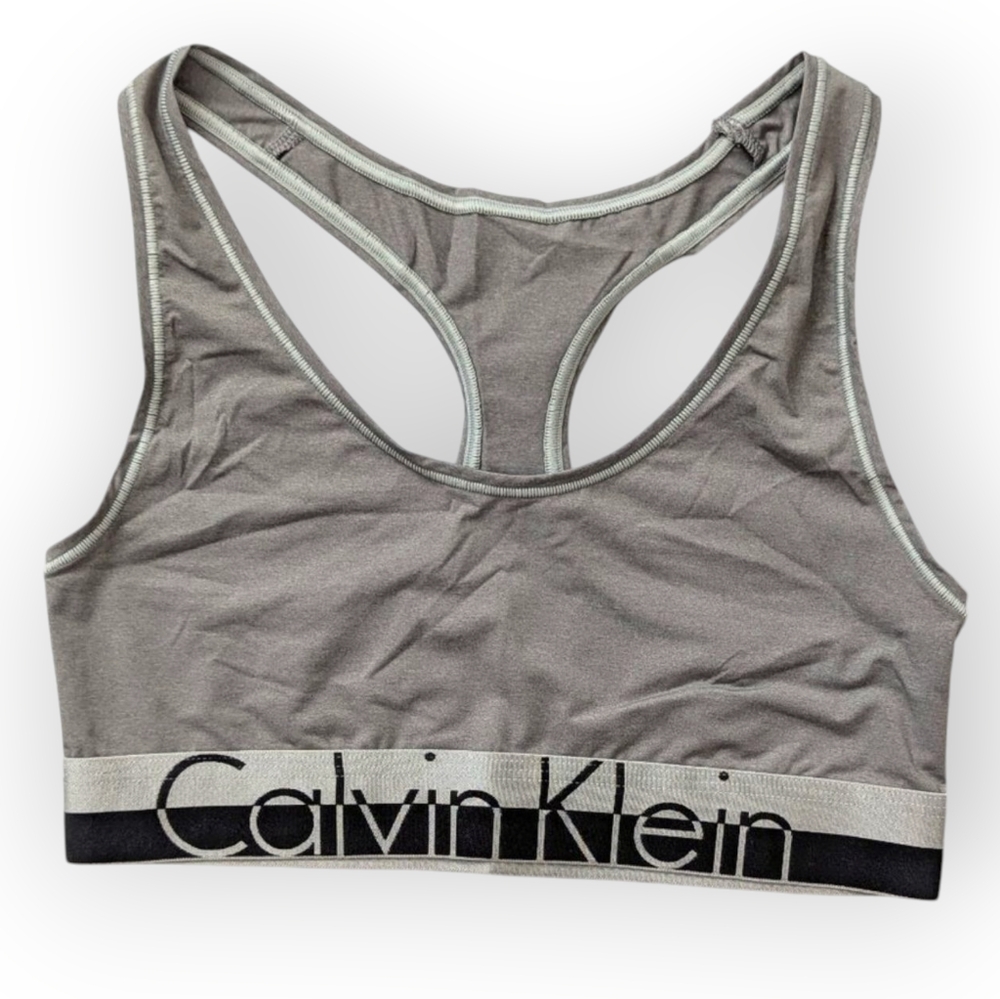 Calvin Klein NWT Medium Cotton Unlined Racerback Bralette Grey